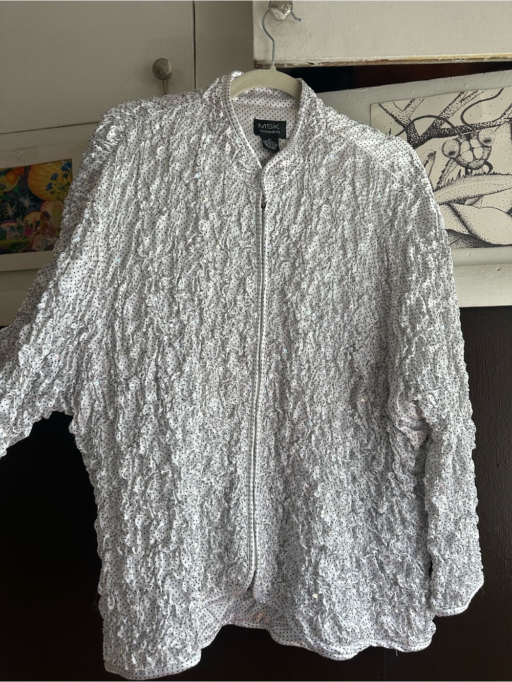 MSK Y2K polka dot Textured Zip-Front Jacket